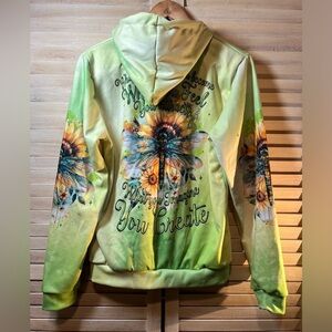 Hippy Apparel from Emerald Blossoms bright and happy fleece zip up hoodie NWT! S
